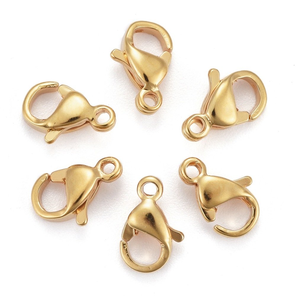 1 Fermoir Acier Inoxydable Plaqu&eacute; Or 24K Mousqueton 9 x 6 mm Dor&eacute;