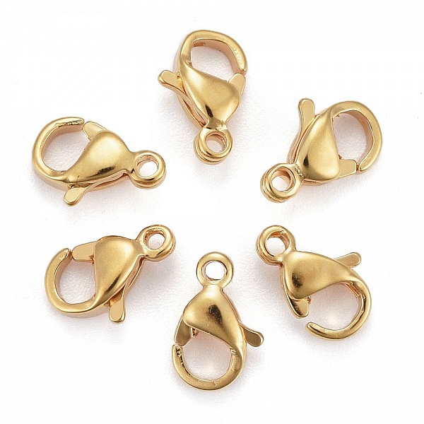 1 Fermoir Acier Inoxydable Plaqu&eacute; Or 24K Mousqueton 9 x 6 mm Dor&eacute;