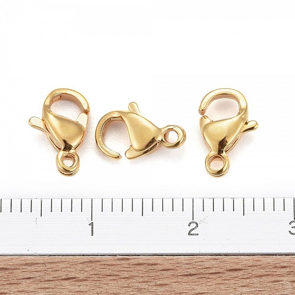 1 Fermoir Acier Inoxydable Plaqu&eacute; Or 24K Mousqueton 9 x 6 mm Dor&eacute;