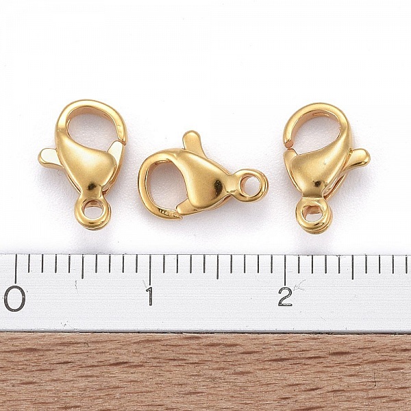 1 Fermoir Acier Inoxydable Plaqu&eacute; Or 24K Mousqueton 10 x 6 mm Dor&eacute;