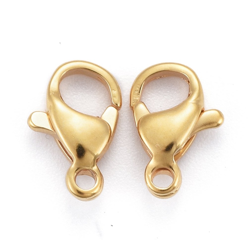1 Fermoir Acier Inoxydable Plaqu&eacute; Or 24K Mousqueton 10 x 6 mm Dor&eacute;