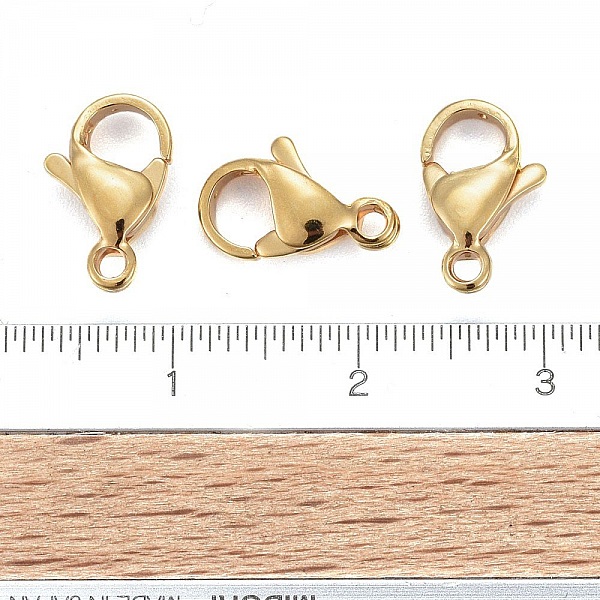 1 Fermoir Acier Inoxydable Plaqu&eacute; Or 24K Mousqueton 11 x 7 mm Dor&eacute;