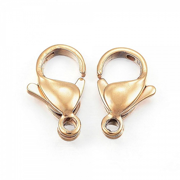 1 Fermoir Acier Inoxydable Plaqu&eacute; Or 24K Mousqueton 12 x 7 mm Dor&eacute;