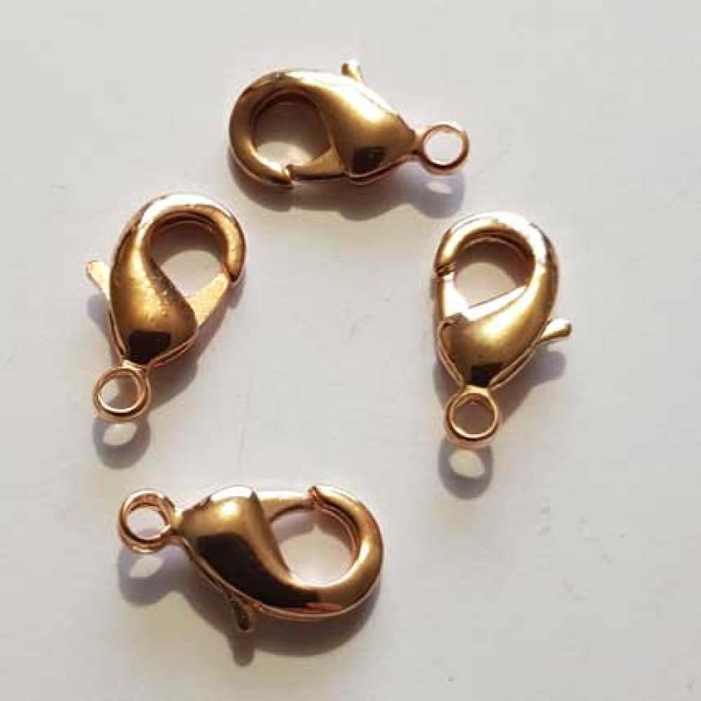 1 Fermoir Mousqueton 15 x 08 mm Dor&eacute; Ros&eacute;