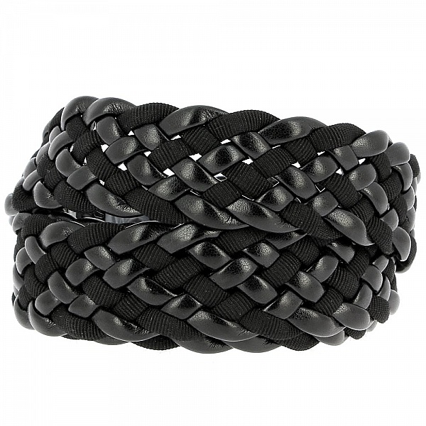 1 M&egrave;tre Cuir tress&eacute; N&deg;01 noir 30 mm