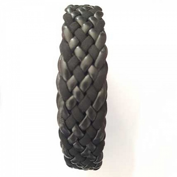 1 M&egrave;tre Cuir tress&eacute; N&deg;01 noir 30 mm