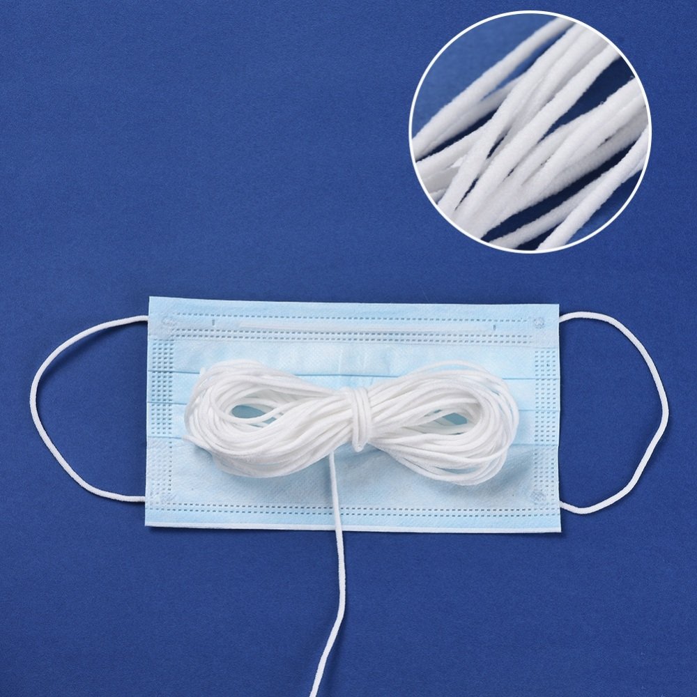 1 M&eacute;tre &Eacute;lastique masque Polyester rond 2.3 mm Blanc