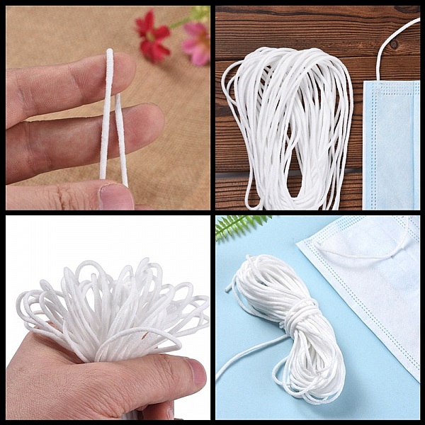 1 M&eacute;tre &Eacute;lastique masque Polyester rond 2.3 mm Blanc