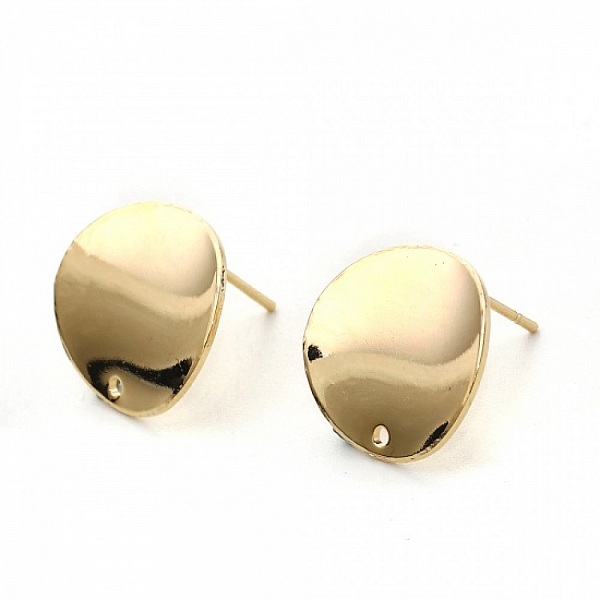 1 Paire Boucles d'oreille puces ronde plateau 16 mm Plaqu&eacute; OR N&deg;02