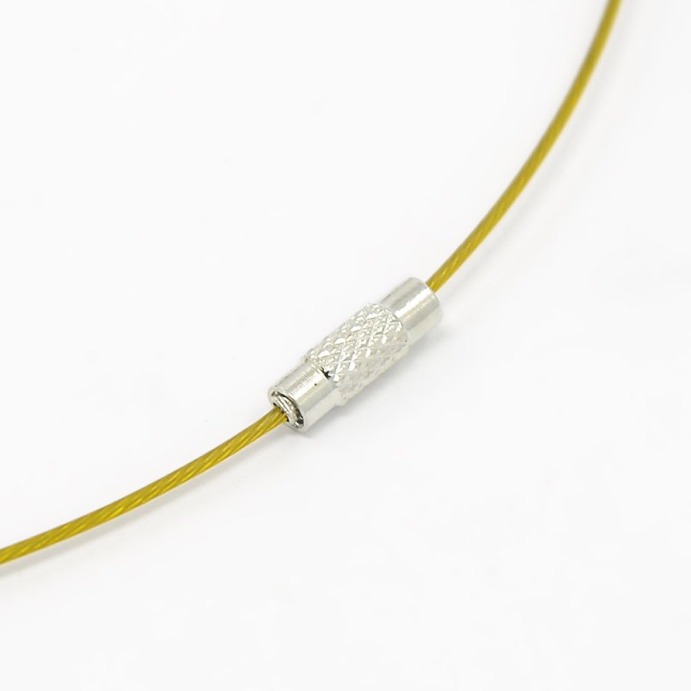 1 collier tour de cou fil c&acirc;bl&eacute; rigide or fermoir &agrave; visser N&deg;01