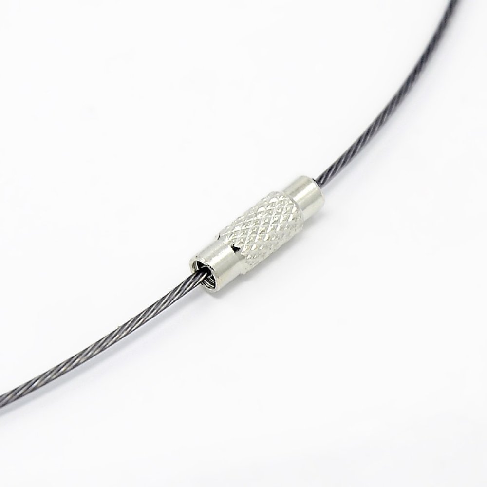 1 collier tour de cou fil c&acirc;bl&eacute; rigide gris ardoise fermoir &agrave; visser N&deg;01