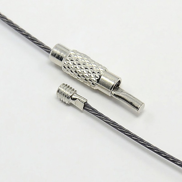 1 collier tour de cou fil c&acirc;bl&eacute; rigide gris ardoise fermoir &agrave; visser N&deg;01