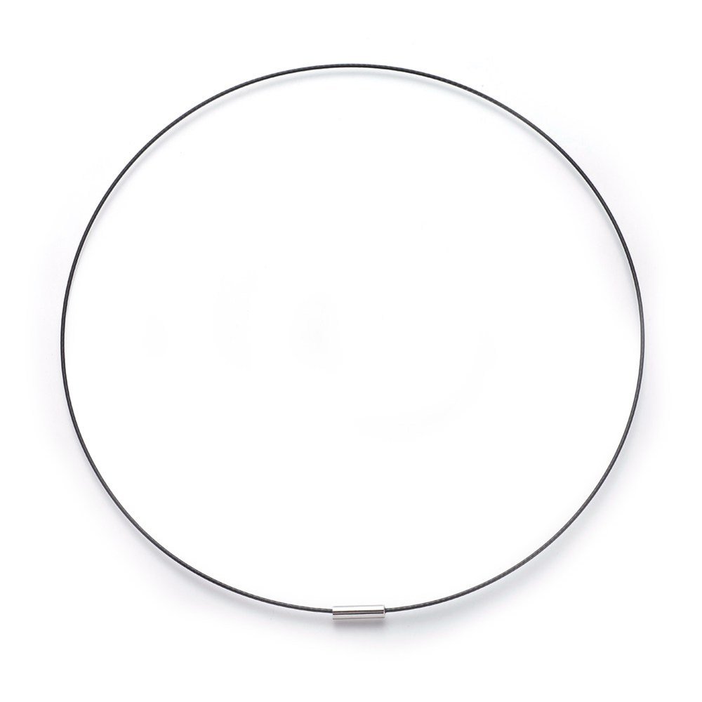 1 collier tour de cou fil c&acirc;bl&eacute; rigide noir fermoir aimant&eacute; N&deg;03
