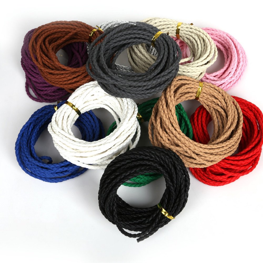 1 m&egrave;tre Cordon rond cuir lisse Rose 3 mm