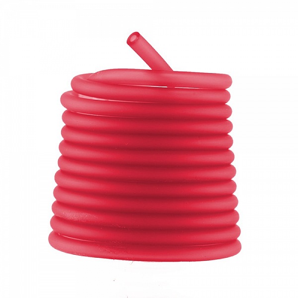 Cordon PVC creux rouge clair de 6,5 mm enroulé.