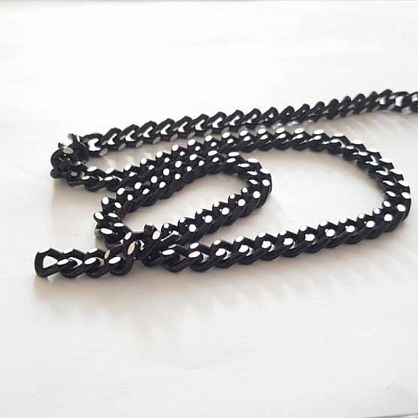 1 m&egrave;tre de chaine plate Noir et Argent