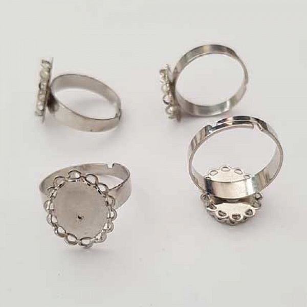 1 support bague cabochon de 11 x 14 mm Argent Vieilli