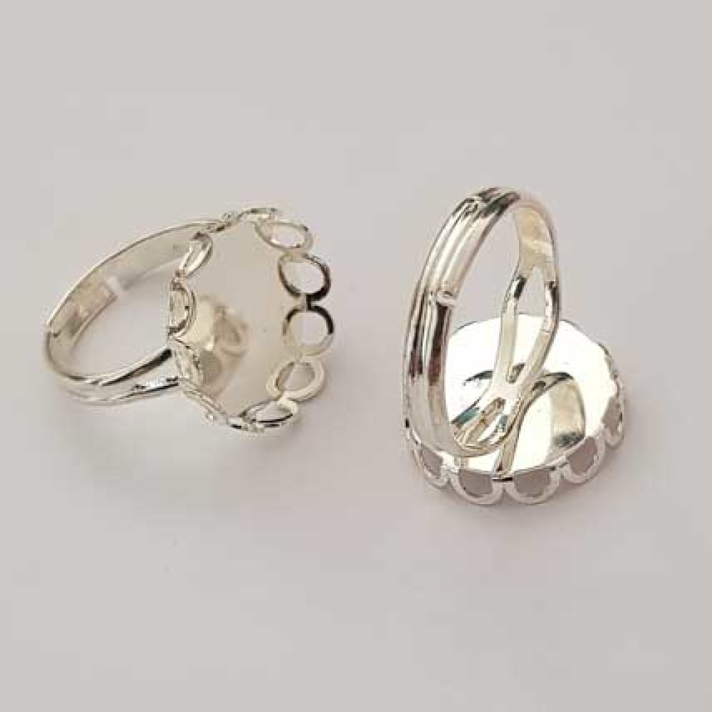 1 support bague cabochon de 15 mm Argent N&deg;21