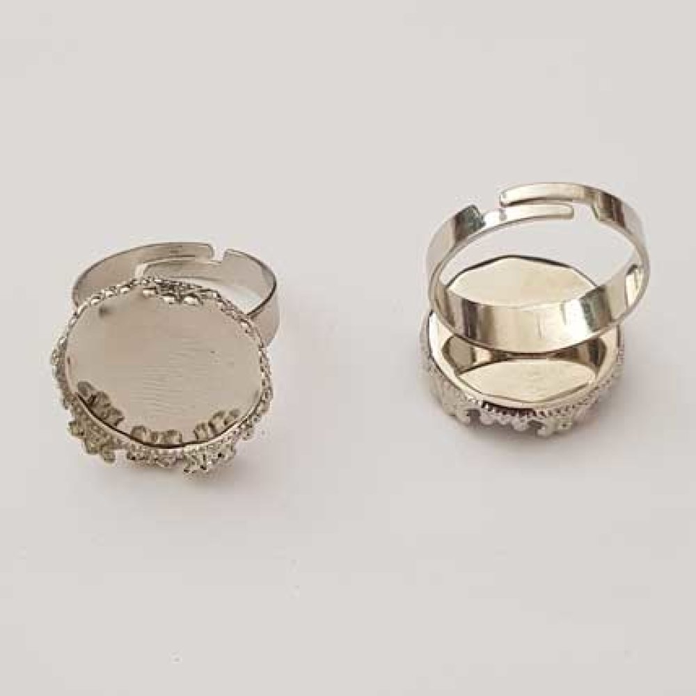 1 support bague cabochon de 18 mm Argent Vieilli N&deg;23