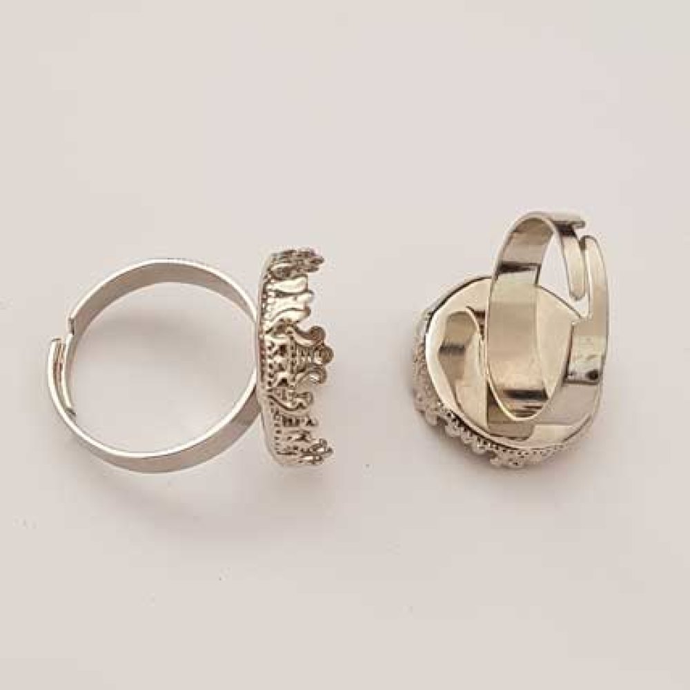 1 support bague cabochon de 18 mm Argent Vieilli N&deg;23