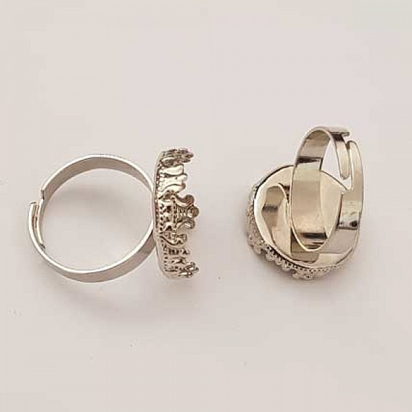1 support bague cabochon de 18 mm Argent Vieilli N&deg;23
