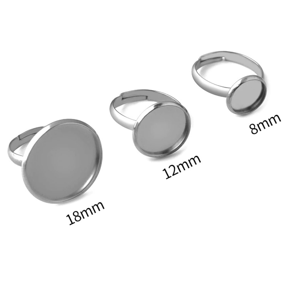 1 support bague plateau de 18 mm Argent Vieilli N&deg;10