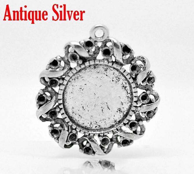 1 support cabochon 14 mm N&deg;01 Argent