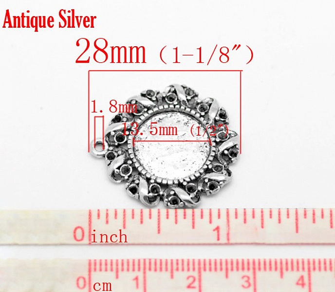 1 support cabochon 14 mm N&deg;01 Argent