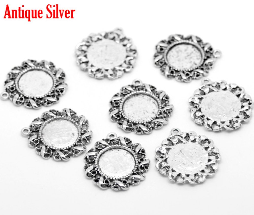 1 support cabochon 14 mm N&deg;01 Argent