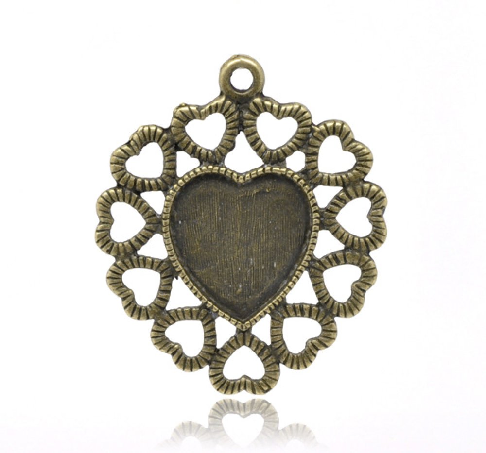 1 support cabochon Coeur N&deg;01 Bronze