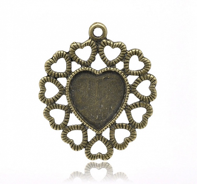 1 support cabochon Coeur N&deg;01 Bronze