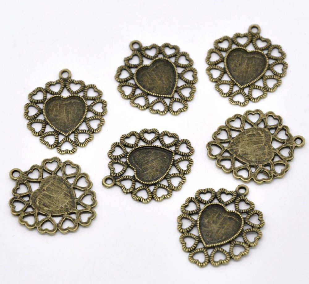 1 support cabochon Coeur N&deg;01 Bronze