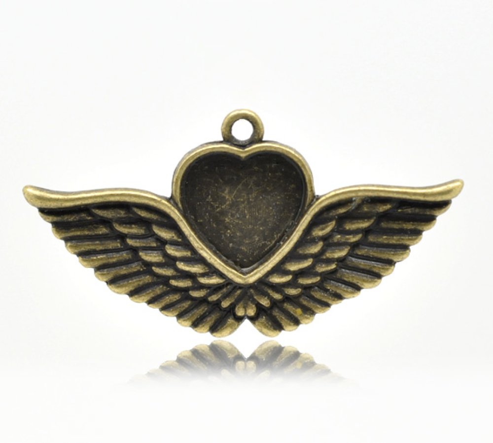 1 support cabochon Coeur N&deg;02 Bronze