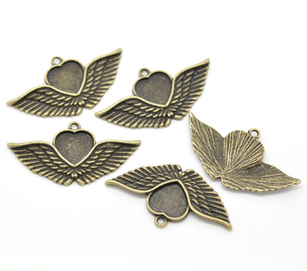 1 support cabochon Coeur N&deg;02 Bronze
