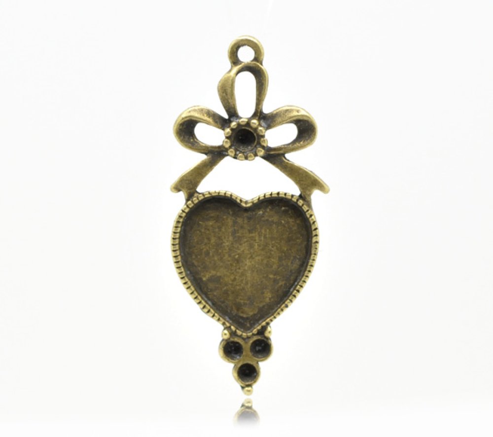 1 support cabochon Coeur N&deg;03 Bronze