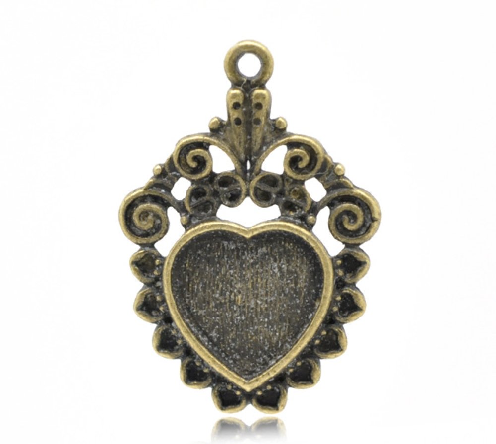 1 support cabochon Coeur N&deg;04 Bronze