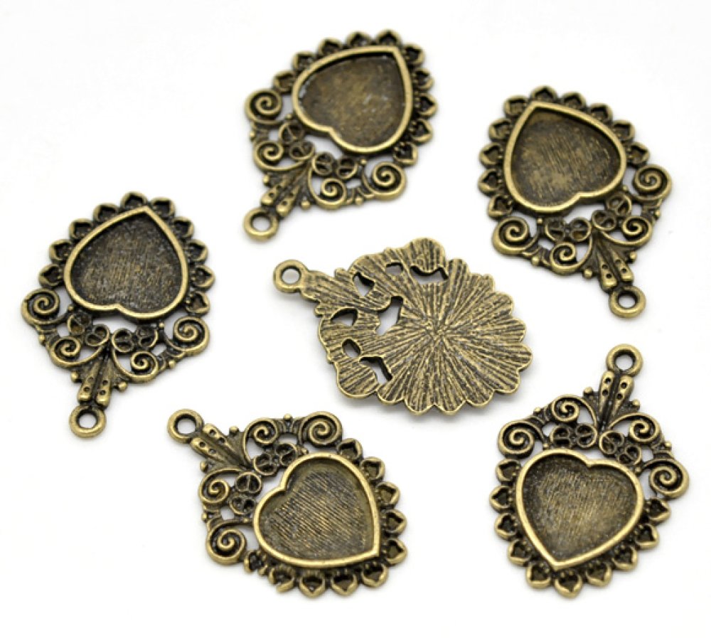 1 support cabochon Coeur N&deg;04 Bronze