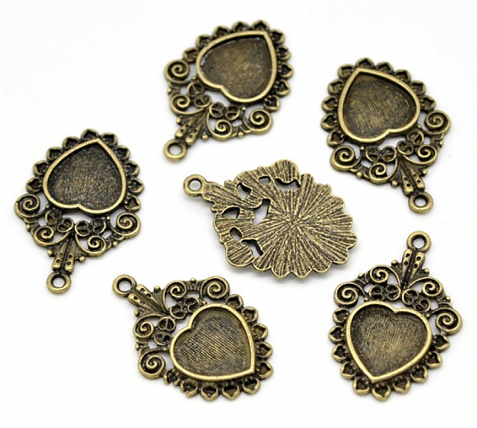 1 support cabochon Coeur N&deg;04 Bronze