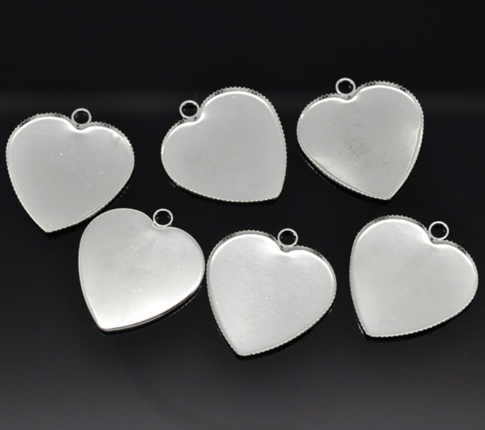 1 support cabochon Coeur N&deg;05 Argent