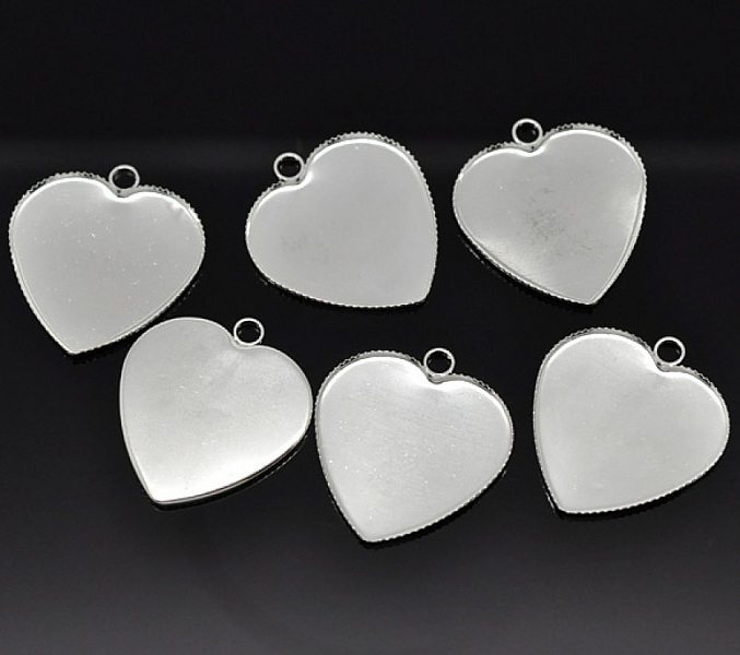 1 support cabochon Coeur N&deg;05 Argent