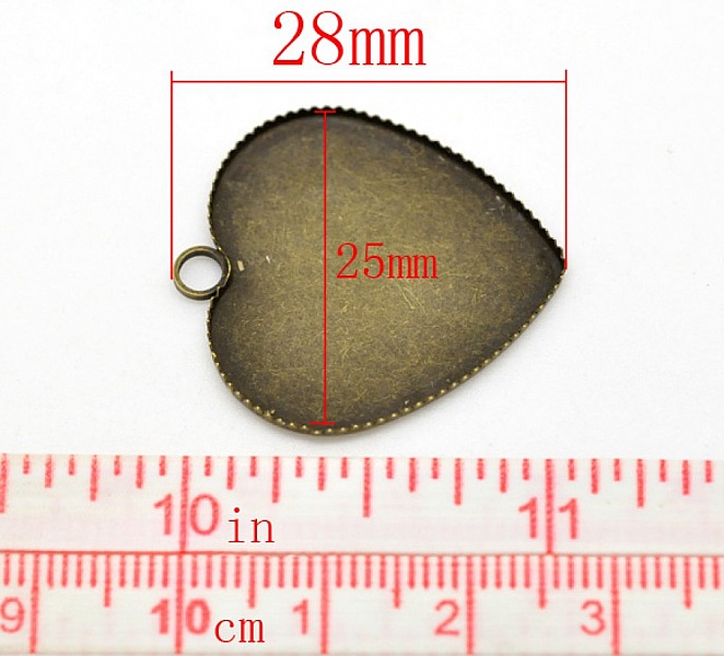 1 support cabochon Coeur N&deg;05 Bronze
