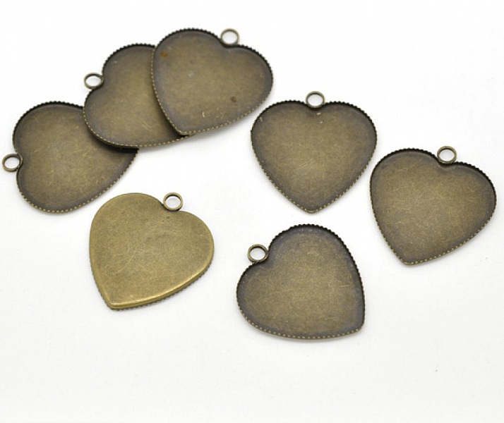 1 support cabochon Coeur N&deg;05 Bronze