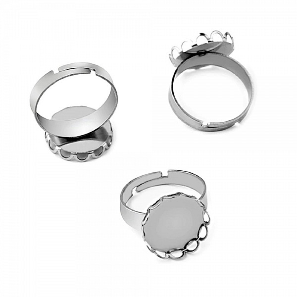 1 support cabochon bague de 14 mm Argent N&deg;07