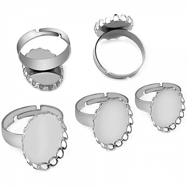 1 support cabochon bague de 13 x 18 mm Argent N&deg;08