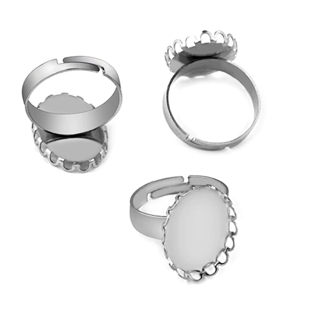 1 support cabochon bague de 13 x 18 mm Argent N&deg;08