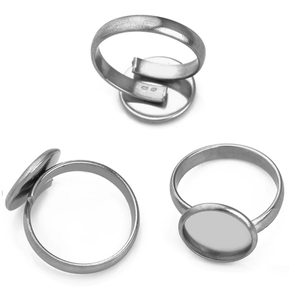 1 support cabochon bague de 18 mm Argent N&deg;05