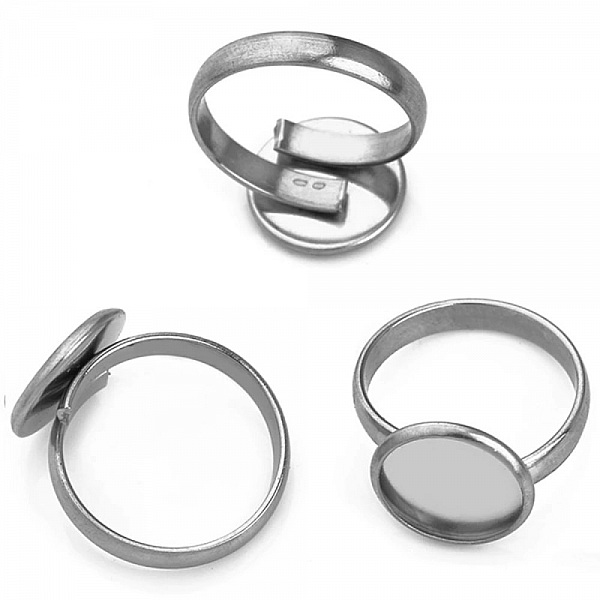 1 support cabochon bague de 12 mm Argent N&deg;05