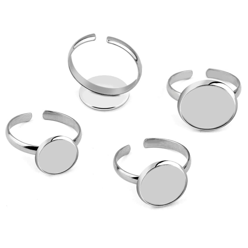 1 support cabochon bague de 12 mm Argent N&deg;06