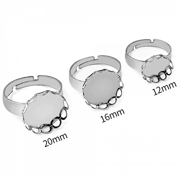 1 support cabochon bague de 12 mm Argent N&deg;07
