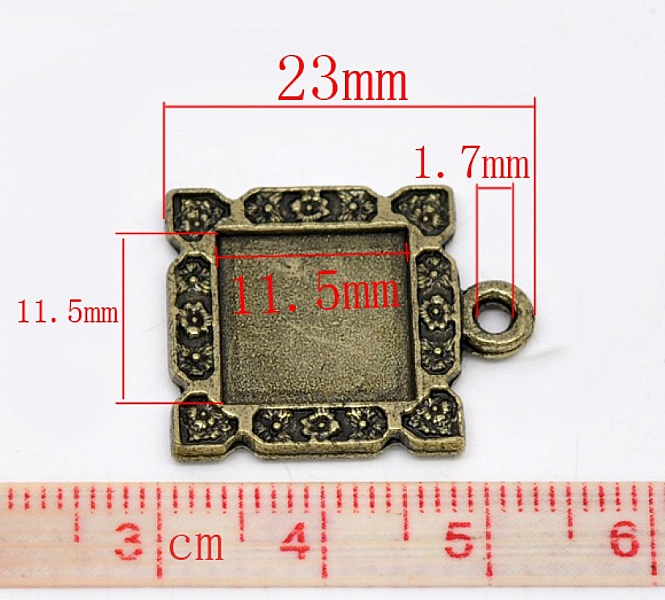 1 support cabochon carr&eacute; N&deg;01 Bronze